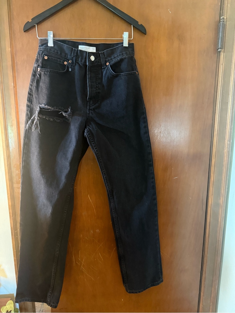 Topshop Black Relaxed Fit Distressed Women’s Jeans DAD